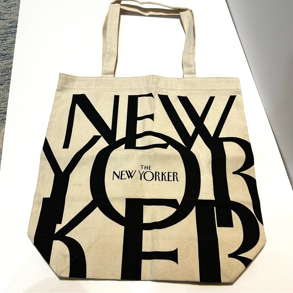 The New Yorker Classic Canvas Tote Black and Cream Never Used